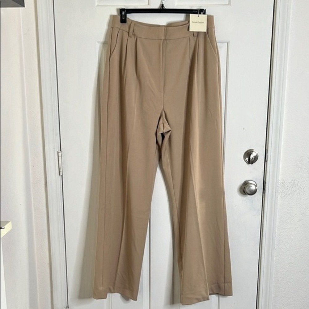 $218 Favorite Daughter The Favorite Pant Women Size 16 Beige High Rise Wide Leg - Picture 5 of 15